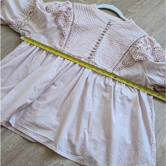 AllSaints Jen Oversized Lace Button Long Sleeve Cotton Frill Blouse Top, size 8 - Picture 6 of 8